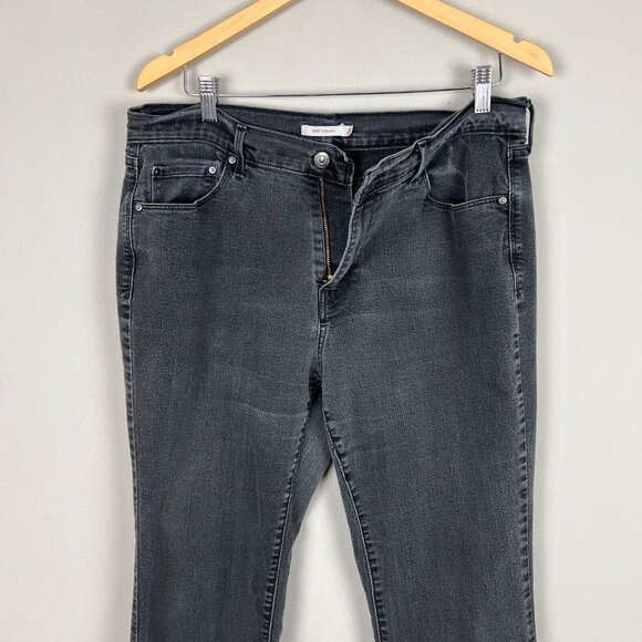 Levis 505 Straight Jeans Womens 33 Charcoal Black Gray High Rise Stretch Crop - Picture 7 of 13